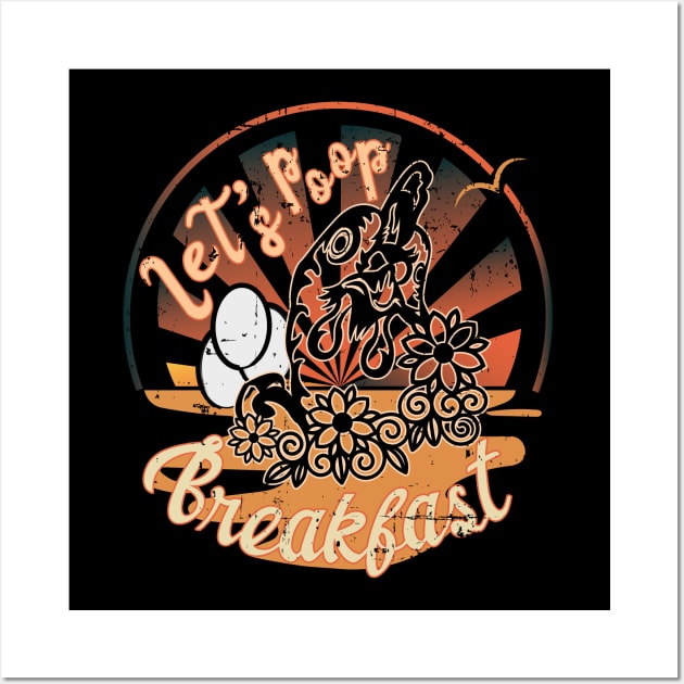 Retro Vintage Chicken Let's Poop Breakfast Farm Hen Funny Wall Art by alcoshirts